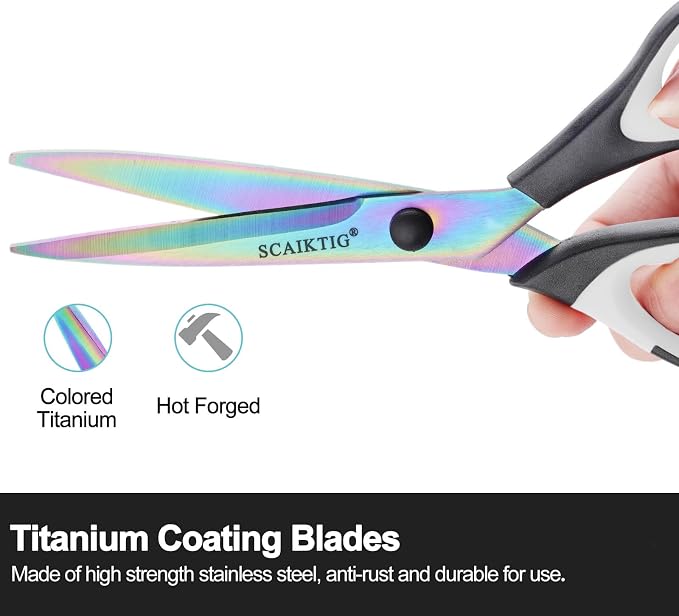 Craft Scissors Set of 3 Pack, All Purpose Sharp Titanium Blades Shears - Image 4