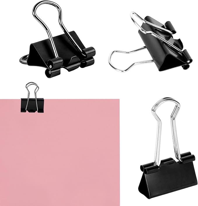 SANNIX 36 PCS Medium Binder Clips, 1-1/4 inch 32mm Binder Clips Black Paper - Image 3