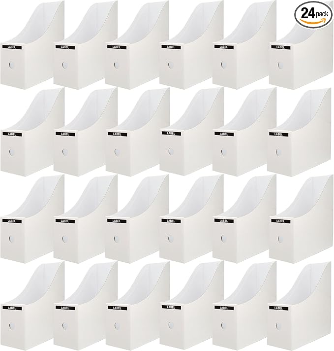 Limitliho 24 Pack White Cardboard Magazine File Holder by Limitliho