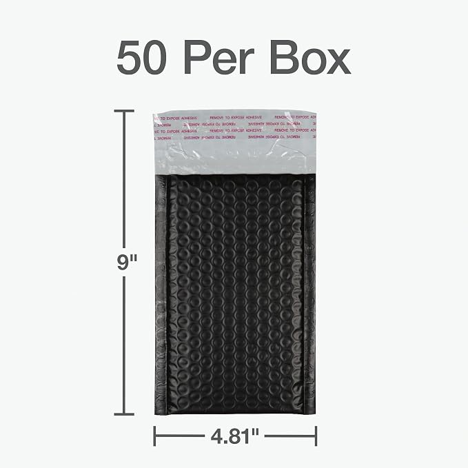 Quality Park Bubble Mailers, 4 x 8 Shipping Envelopes, Small Black Padded - Image 7