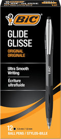 BIC Glide Black Retractable Ballpoint Pens, Medium Point, 12-Count Pack by BIC
