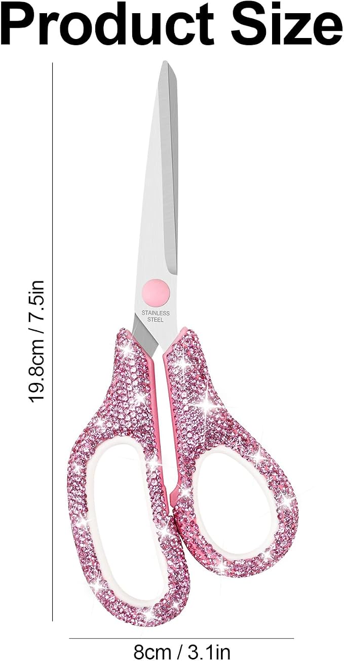 Koqye 7.8-Inch Pink Rhinestone Scissors - Image 3