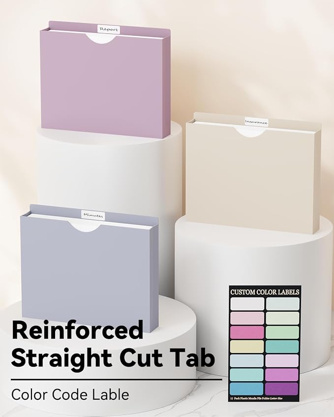 2 Inch Plastic Manila File Jacket & File Pockets, Heavy Duty 2 Inch Expanding - Image 5