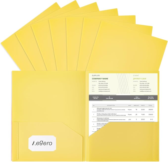 Aegero Plastic Folders with Pockets, Durable Heavy Duty File Folders with by Unknown
