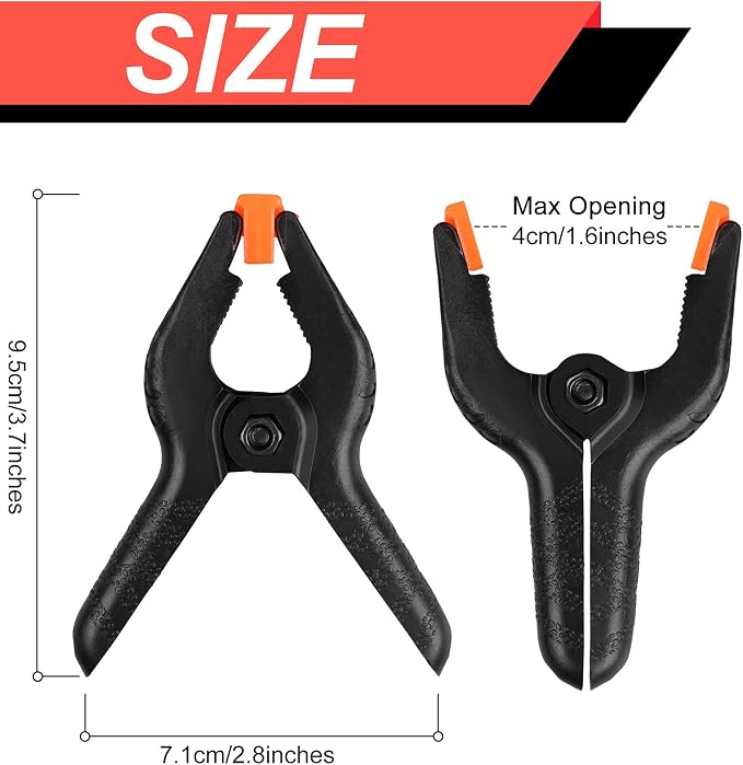 12 Pack Plastic Spring Clamps, 3.5inch Small Heavy Duty Clips - Image 2