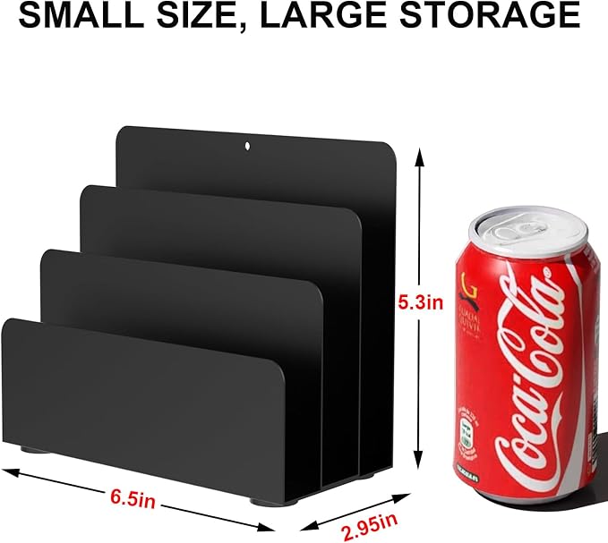 Mail Organizer Countertop, Small Desk File Organizer, Metal File Holder - Image 3