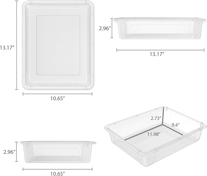 Storex Flat Storage Tray, Letter Size, Unbreakable Clear - Image 3