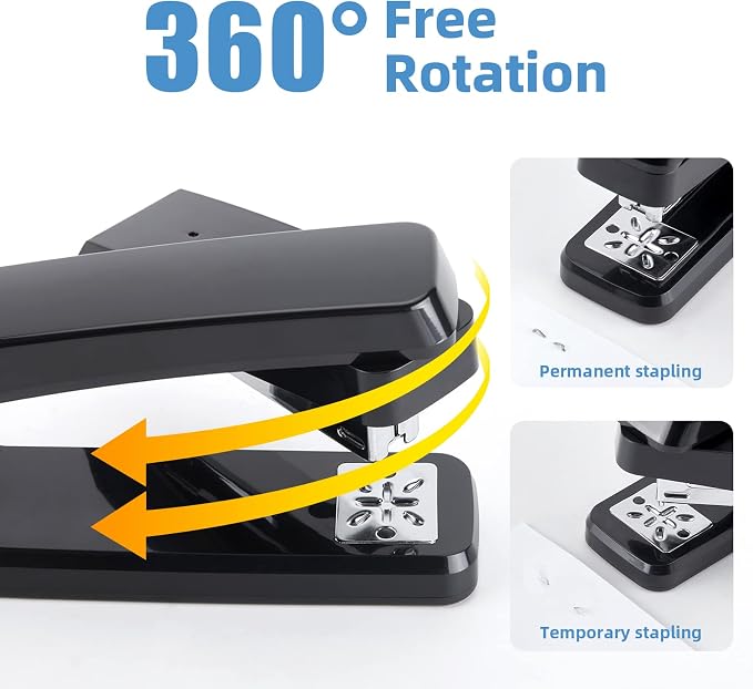 Deli/EZWORK Swing-Arm Swivel Stapler, 25 Sheets Capacity, 360 Degree Rotate - Image 3