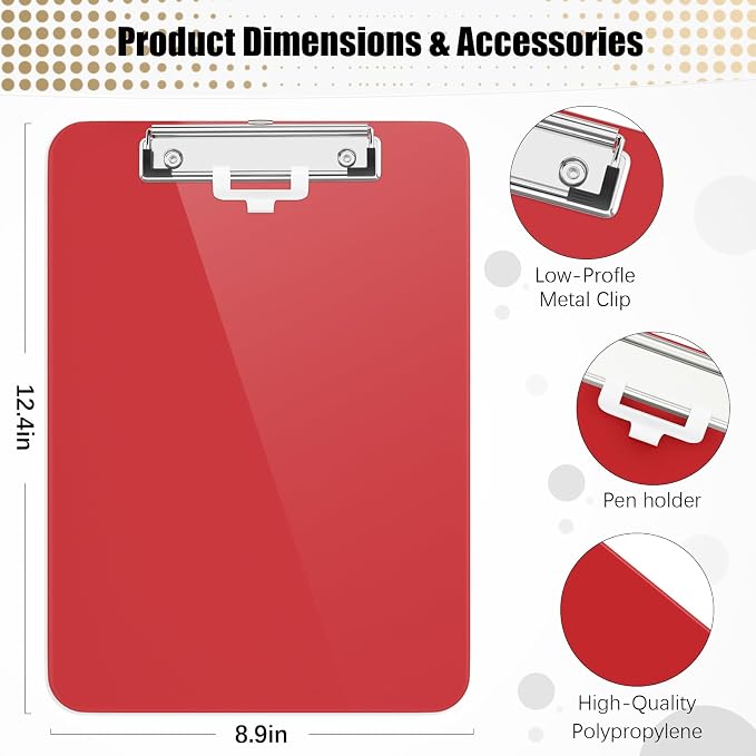 Hongri Plastic Clipboard with Pen Holder, Nurses and Women, Low Profile Clip - Image 3