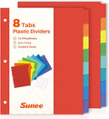 SUNEE 8 Tab Binder Dividers, Plastic Dividers by SUNEE
