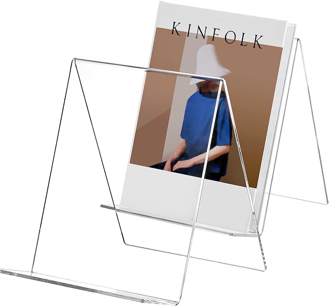 SANRUI 2 Pack Acrylic Book Display Stand 8x11 Inch, A4 Clear Easel Base Holder by SANRUI