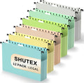 SHUTEX Extra Capacity Plastic Hanging File Folders, 12 Pack Reinforced by Shutex