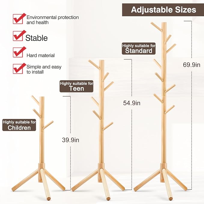 WANGMUXIA 2 PCS Coat Rack, Freestanding Coat Rack - Image 3
