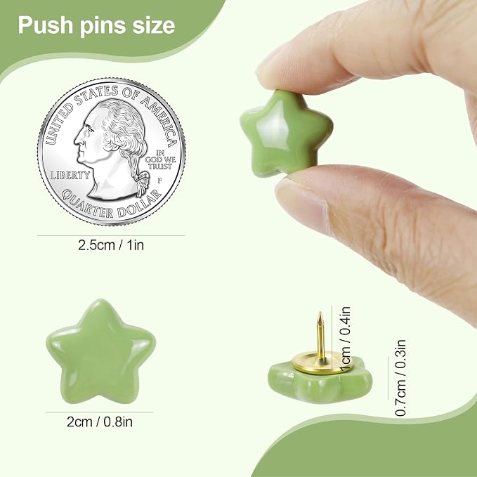 40 Pack Cream Star Decorative Push Pins, Thumb Tacks - Image 3