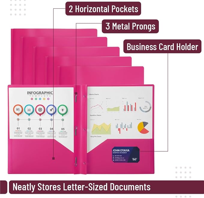Mr. Pen- Plastic Folders with Pockets and Prongs, 48 Pack, Letter Size | Letter - Image 3
