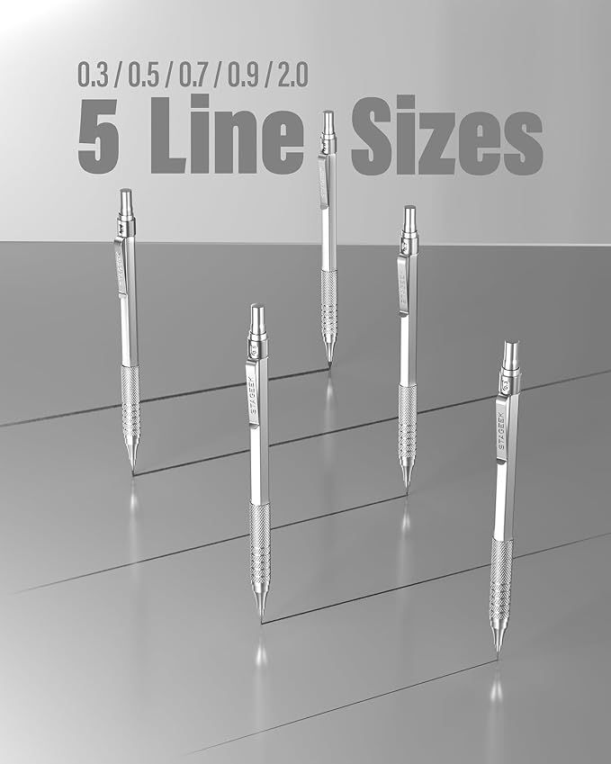 STAGEEK 21PCS Metal Mechanical Pencil Set, Art Lead Pencil 0.3, 2mm Holder - Image 8