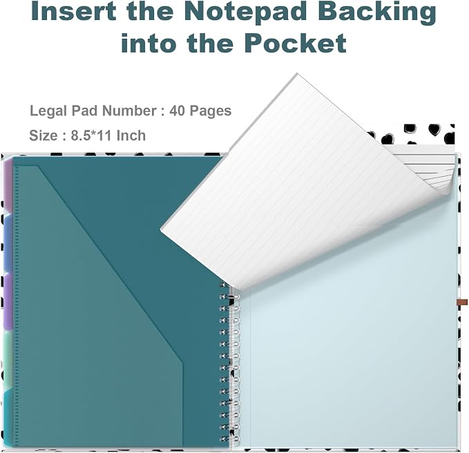 Hongri Clipboard Folio with Refillable Lined Notepad, 8.5 x 11 Folders with - Image 5