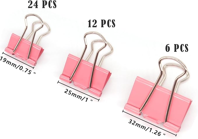 Pink Binder Clips Paper Clamps - Image 2