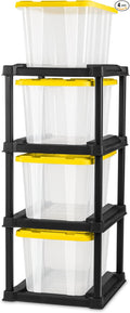 Sterilite 4-Tier Tote Rack & 4-Pack 27 Gallon Storage Box, Shelf and Tote by Sterilite