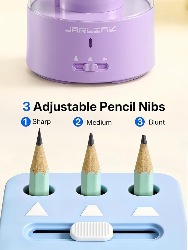 JARLINK Electric Pencil Sharpener, Fully Automatic Rechargeable Pencil Sharpener - Image 4