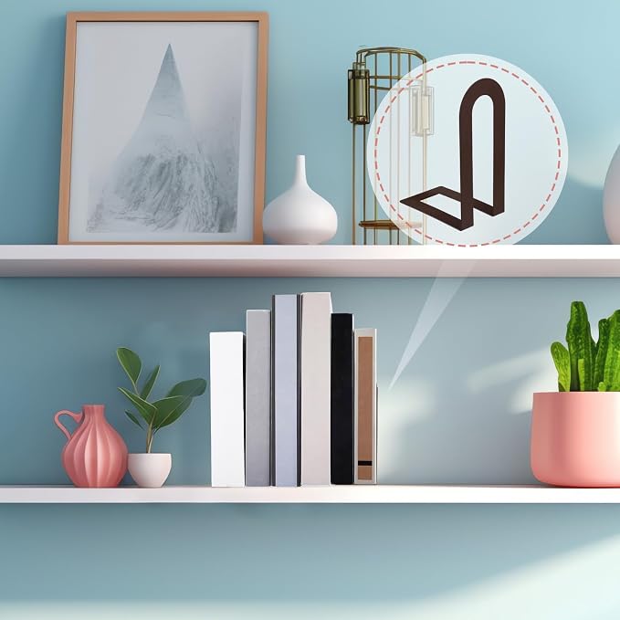 Chunful 6 Pcs Bronze Book Ends for Shelves Modern Metal Decorative Small - Image 6