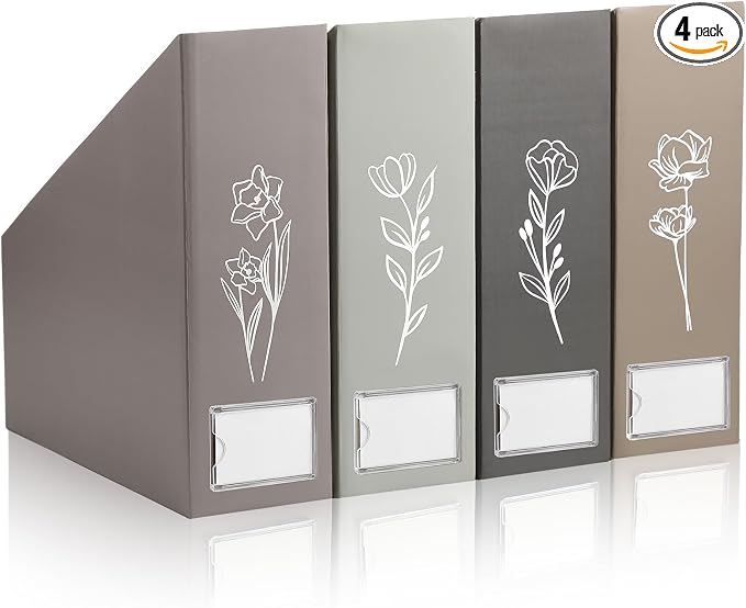 AmazingSpark Set of 4 Boho Floral Magazine File Holder Decorative Foldable by Unknown