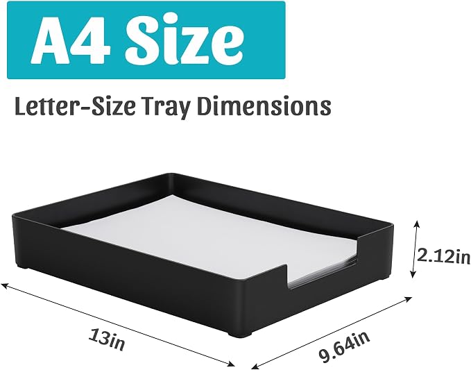Letter-Size Tray Desk Letter Tray Paper Tray, Sturdy Heavy-Duty Plastic Printer - Image 2