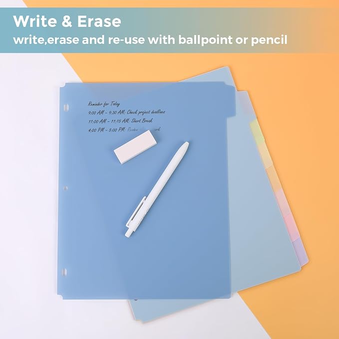 SKYDUE 8-Tab Binder Dividers for 3 Ring Binder, Letter Size, Durable Plastic - Image 7