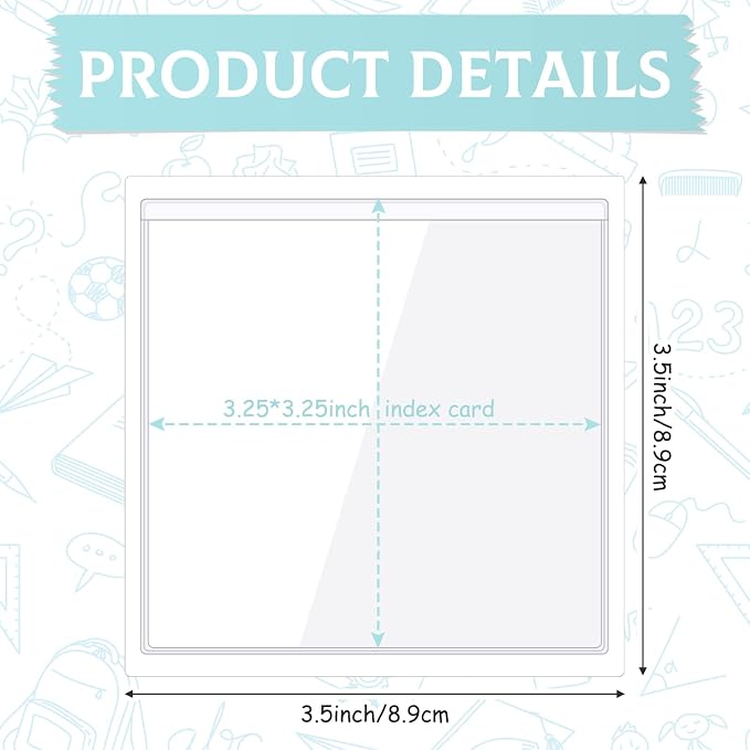 Glenmal 100 Pcs Self Adhesive Index Card Pockets Clear Label Holder Plastic - Image 3