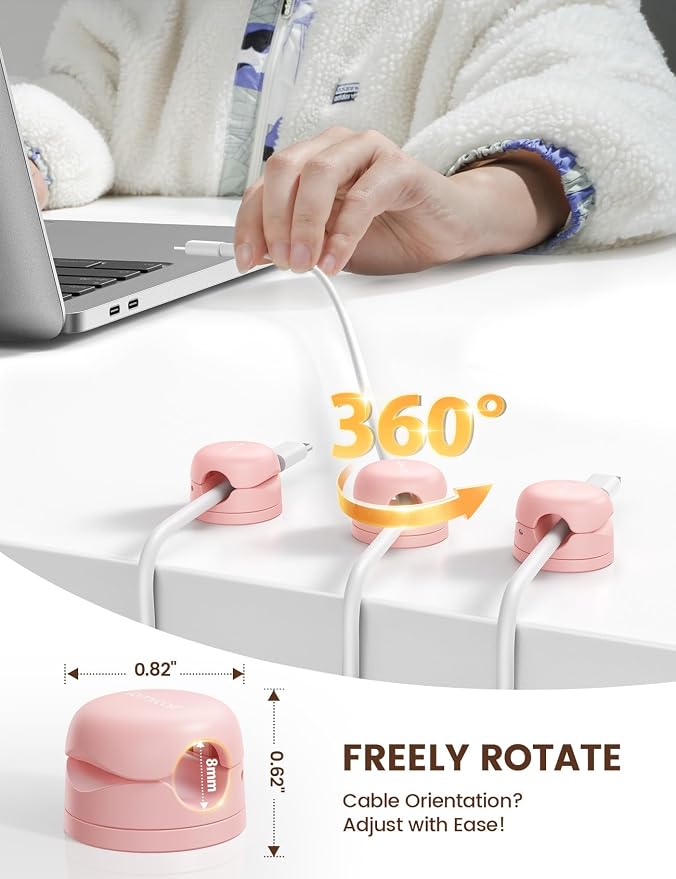 Lamicall 6 Pack Rotatable Spring Cord Organizer, Women Girls Adhesive Cable - Image 2