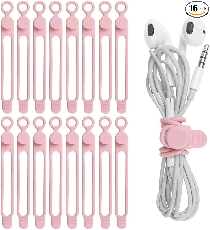 16Pcs Silicone Cable Ties Cord Organizer by ELECTRONICSORGANIZATION
