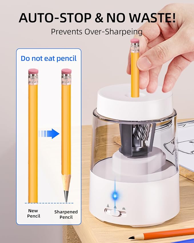 ZMOL Electric Rechargeable Pencil Sharpener, Automatic Pencil Sharpeners - Image 6