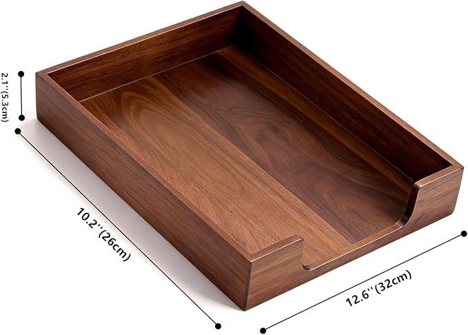 Bamber Wood Letter Tray Wooden Desk Organizer Paper Document File Tray - Image 2