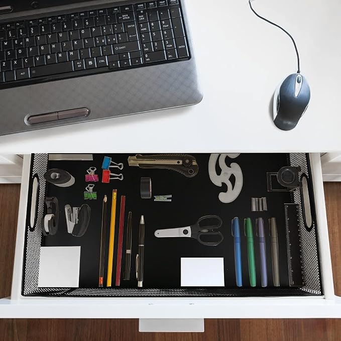 2Pcs Desk Drawer Organizer, Stable Metal Mesh Desk Storage Tray, Versatile - Image 3