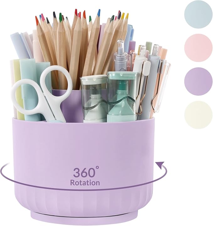 SKYDUE 360 Degree Rotating Desk Organizer, Dual-Purpose Pencil Pen Holder by SKYDUE