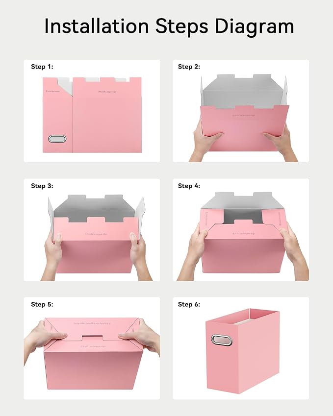 Oterri File Organizer Box, Portable Collapsible Cardboard File Folder Organizer - Image 5