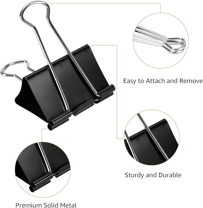 Amazon Basics Sturdy Binder Clips, Office Supplies, Small 0.75 in, Document - Image 6