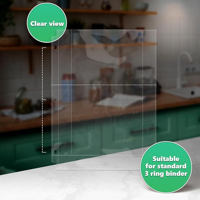 100 Pockets Full Size 4x6 for 8.5x11 Recipe Card Protectors Top-Loading Crystal - Image 3