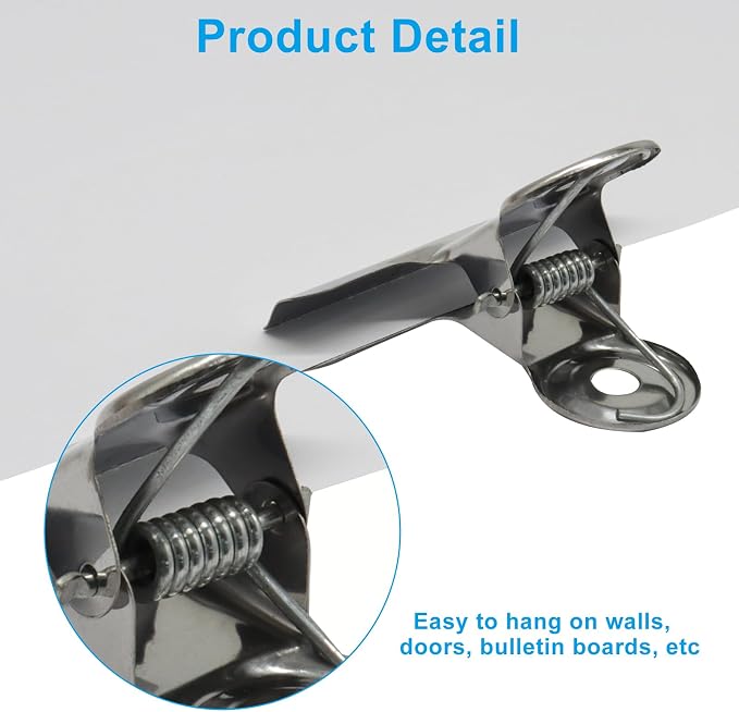 Bonsicoky 10 Pack Sliver Bulldog Clips, 2.5 inch / 65mm Mini Metal Hinge Clips - Image 4