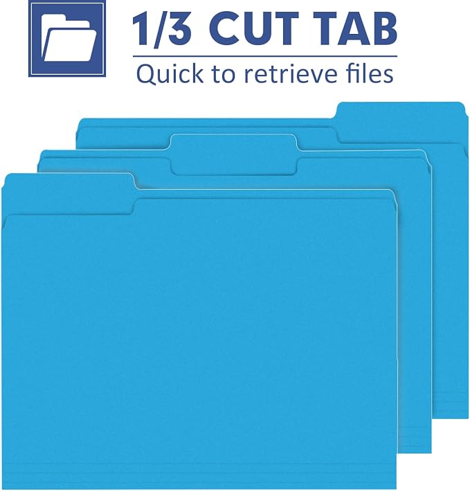 File Folder, PANDRI 120 Pack File Folder, 1/3 Cut Tab, Letter Size, Filing - Image 3