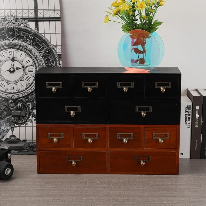 Apothecary Drawers Wooden Storage Box Vintage Wooden Drawers Wood Desktop - Image 7