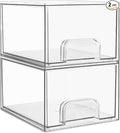 Vtopmart 2 Pack Small Clear Stackable Storage Drawers, Acrylic Bathroom Makeup by Vtopmart