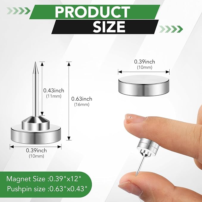 BEST CHOICE MAGNETS 30 Pack Magnetic Push Pins Silver Magnet Thumb Tacks | - Image 2