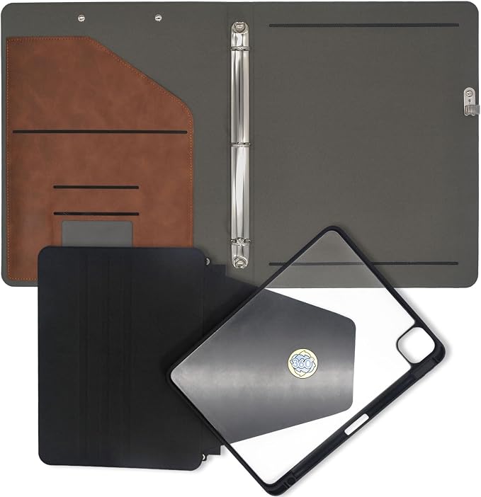 3 Ring Portfolio with iPad Holder, Business Padfolio with Clipboard & Rotating - Image 5
