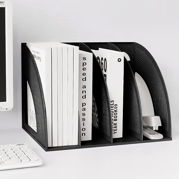 SAYEEC Sturdy Magazine Holder 4 Compartments Plastic Desktop File Organizer - Image 6