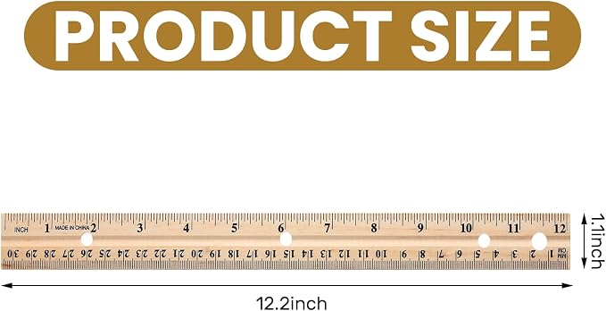 AmazingSpark 12 Pack 12 Pack Wooden Ruler Gifts 12 Inch Bulk Wood Measuring - Image 2
