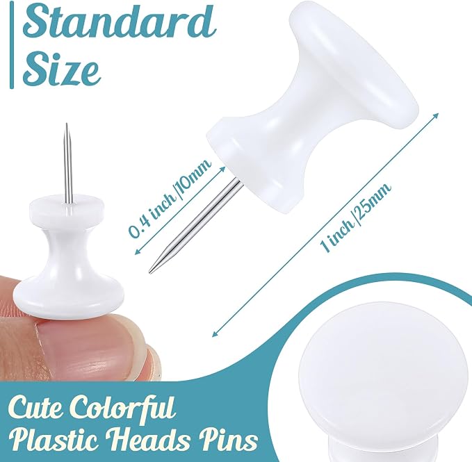 Outus 100 Pcs Giant Push Pins Jumbo Tacks 1 Inch Plastic Head - Image 2