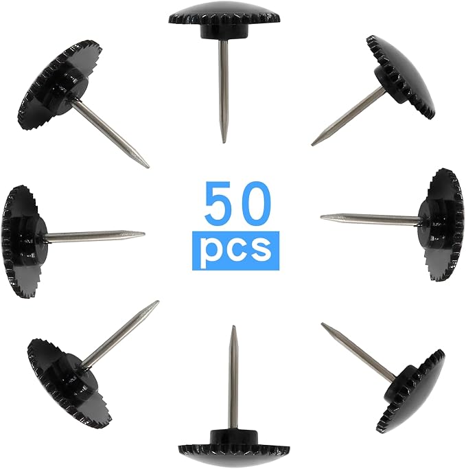 Piutouyar 50 Pcs Black Push Pins, Plastic Thumb Tacks - Image 4