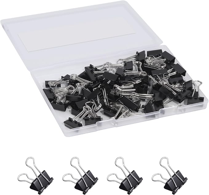 Ufmarine 60 Pcs Small Binder Clips 3/4 Inch Length, Standard Size by Ufmarine