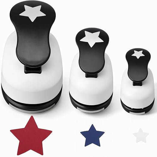 CHENGU 3 Pack Craft Paper Punch Star 2, 1 and 5/8 Inch Punch Paper Punchers by CHENGU
